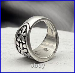 Retired James Avery Sterling Silver 925 Flower Wide Band Ring Size 6