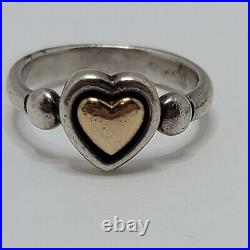 Retired James Avery Sterling Silver And 14k Gold True Heart Ring Size 5.5 Signed