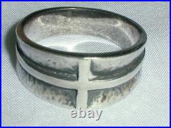 Retired James Avery Sterling Silver Band Ring With A Cross- Size 11 3/4