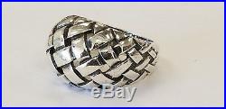 Retired James Avery Sterling Silver- Basket Weave Dome Ring Size 8