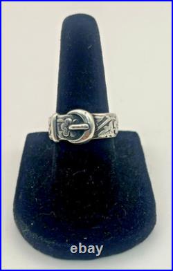 Retired James Avery Sterling Silver Belt & Buckle Band Ring Size 6
