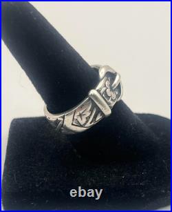 Retired James Avery Sterling Silver Belt & Buckle Band Ring Size 6