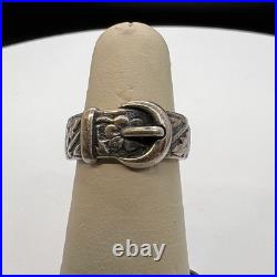 Retired James Avery Sterling Silver Belt & Buckle Band Ring Size 6