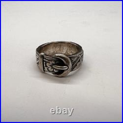 Retired James Avery Sterling Silver Belt & Buckle Band Ring Size 6