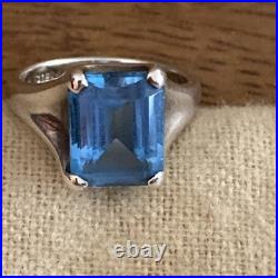 Retired James Avery Sterling Silver Blue Topaz Ring Size 4.25 Pre-owned