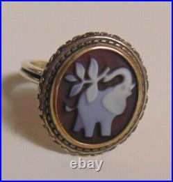 (Retired) James Avery Sterling Silver Cameo Elephant Ring Size 8 Beautiful