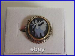 (Retired) James Avery Sterling Silver Cameo Elephant Ring Size 8 Beautiful