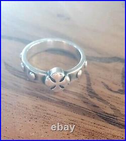 Retired James Avery Sterling Silver Cross on Beaded Band Size 8.5 NEAT Ring