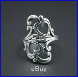 Retired James Avery Sterling Silver Double Heart Scroll Ring Size 6 RS2686