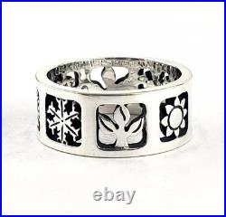 Retired James Avery Sterling Silver Four Seasons Ring Size 8 Wide Band Cutout