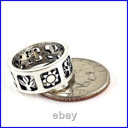 Retired James Avery Sterling Silver Four Seasons Ring Size 8 Wide Band Cutout
