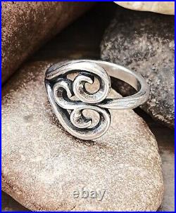 Retired James Avery Sterling Silver Heart Scroll Ring Size 8.5