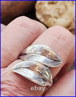 Retired James Avery Sterling Silver Leaf Overlap Ring Size 10