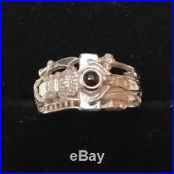Retired James Avery Sterling Silver Martin Luther Ring with Garnet Size 7