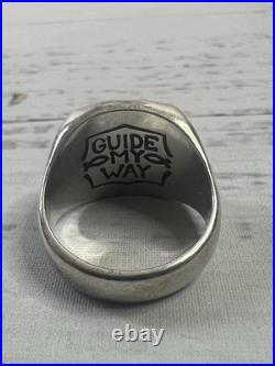 Retired James Avery Sterling Silver Men's Guide My Way Compass Ring Size 11.5