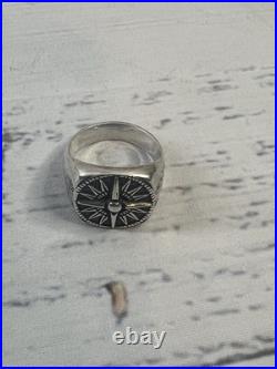 Retired James Avery Sterling Silver Men's Guide My Way Compass Ring Size 11.5
