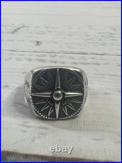 Retired James Avery Sterling Silver Men's Guide My Way Compass Ring Size 11.5