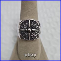 Retired James Avery Sterling Silver Men's Guide My Way Compass Ring Size 9 J189
