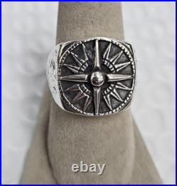 Retired James Avery Sterling Silver Men's Guide My Way Compass Ring Size 9 J189