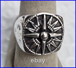 Retired James Avery Sterling Silver Men's Guide My Way Compass Ring Size 9 J189