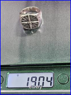 Retired James Avery Sterling Silver Men's Guide My Way Compass Ring Size 9 J189