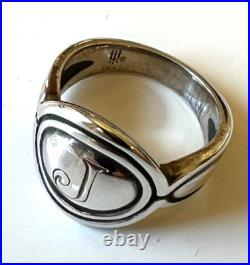 Retired James Avery Sterling Silver Oval J Signet Ring Size 5.75