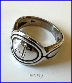 Retired James Avery Sterling Silver Oval J Signet Ring Size 5.75