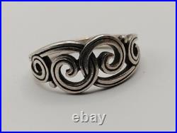 Retired James Avery Sterling Silver Scroll Swirl Filigree Ring Size 6.75/7