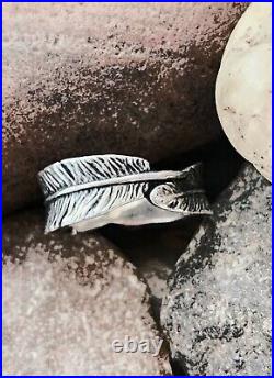 Retired James Avery Sterling Silver Size 8 Feather Ring