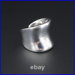 Retired James Avery Sterling Silver Tapered Wide Cuff Saddle Ring Size 8 RS3283