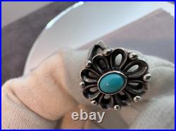 Retired James Avery Sterling Silver Turquoise De Flores Flower Ring Size 6.5