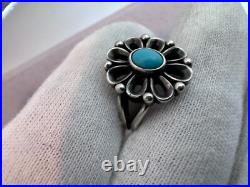 Retired James Avery Sterling Silver Turquoise De Flores Flower Ring Size 6.5
