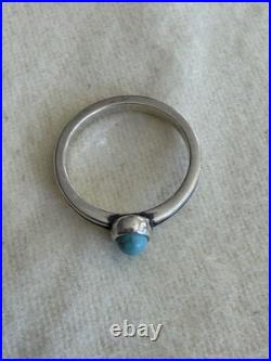 Retired James Avery Sterling Silver Turquoise Stacker Ring Size 5.5