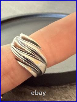 Retired James Avery Sterling Silver Wave Dome Ring Fabulous Patina Sz 5