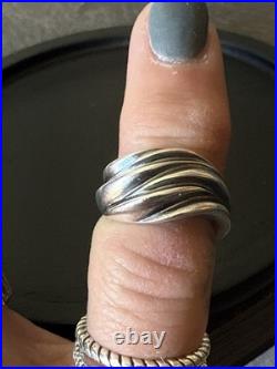 Retired James Avery Sterling Silver Wave Dome Ring Fabulous Patina Sz 5