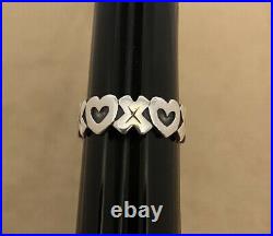 Retired James Avery Sterling Silver XO Hugs and Kisses Heart Ring Size 8.5