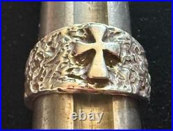 Retired James Avery Textured Hammered Cross Men's ring Sterling Silver Sz 7 3/4
