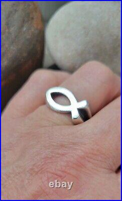 Retired James Avery Thick Fish Ring Size 7.5 Sterling Silver