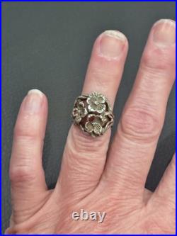 Retired James Avery Three Dogwood Flower Ring in Sterling Silver Size 5