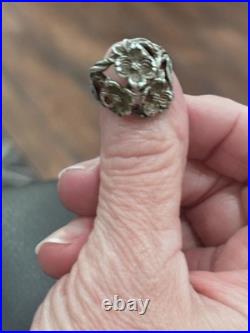 Retired James Avery Three Dogwood Flower Ring in Sterling Silver Size 5