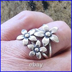 Retired James Avery Triple Flower Ring Size 10.5 Sterling Silver NEAT