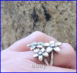 Retired James Avery Triple Flower Ring Size 10.5 Sterling Silver NEAT