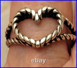 Retired James Avery Twisted Wire Heart Ring Size 6.5 Great Gift