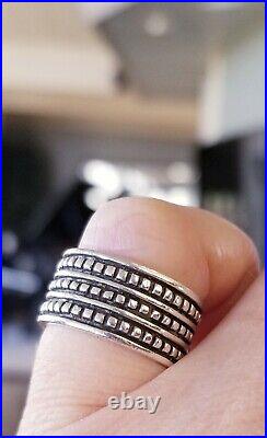 Retired James Avery WIDE Beaded Band Ring Size 6 Fits as Size 5