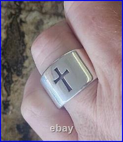 Retired James Avery WIDE Heavy Sterling Silver Cross Ring 13.88gr Sz 9