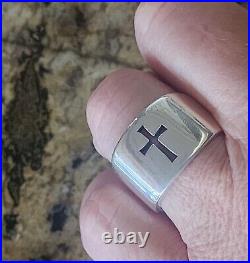 Retired James Avery WIDE Heavy Sterling Silver Cross Ring 13.88gr Sz 9