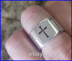 Retired James Avery WIDE Heavy Sterling Silver Cross Ring 13.88gr Sz 9