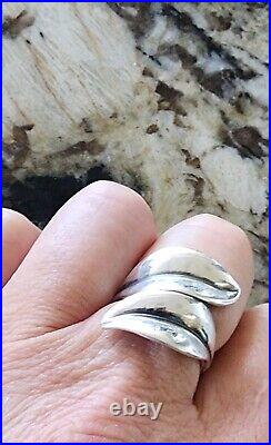 Retired James Avery WIDE Leaf Wrap Ring Size 8.5