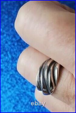 Retired James Avery Wavy Ribbed Low Dome Ring GORGEOUS! Vintage with JA Box