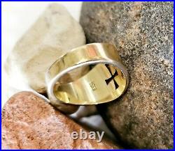 Retired James Avery Wide Cross Ring 14kt Gold in JA Box and Pouch